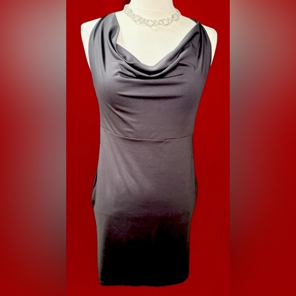 NEW Fashion Nova Black Cowl-Neck Halter Mini Dress — Size M — New w/ Tags - Picture 1 of 4